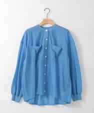 ZMBGE35128 al'aise modulation(アレーズモジュレーション) コットンシアーバンドカラーシャツ ライトブルー