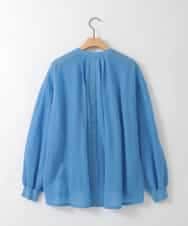 ZMBGE35128 al'aise modulation(アレーズモジュレーション) コットンシアーバンドカラーシャツ ライトブルー