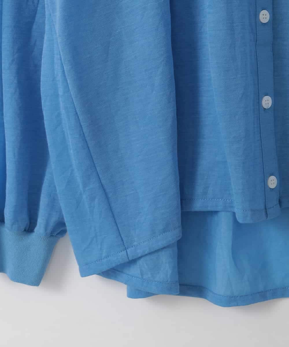 ZMBGE35128 al'aise modulation(アレーズモジュレーション) コットンシアーバンドカラーシャツ ライトブルー