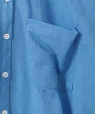 ZMBGE35128 al'aise modulation(アレーズモジュレーション) コットンシアーバンドカラーシャツ ライトブルー