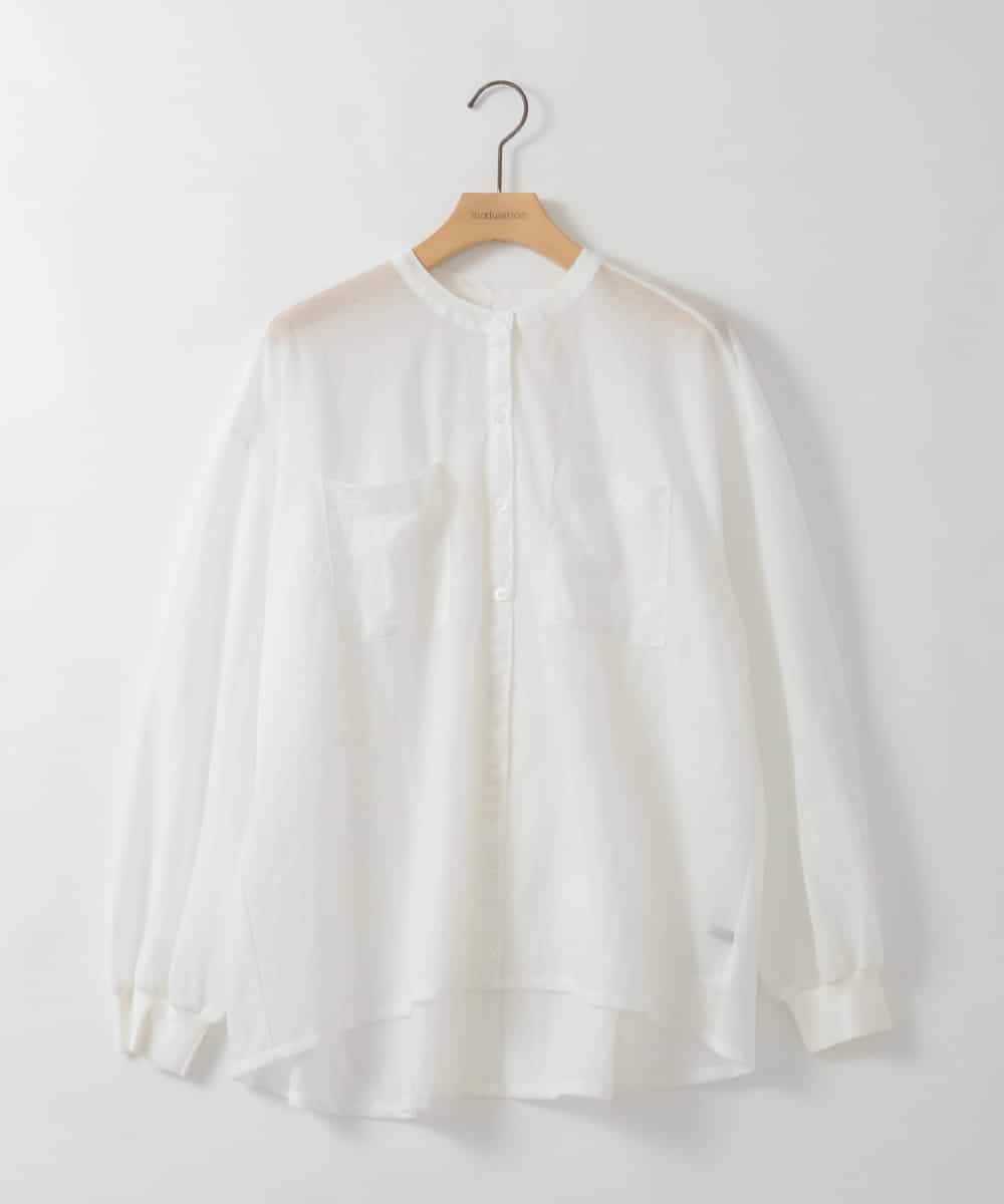 ZMBGE35128 al'aise modulation(アレーズモジュレーション) コットンシアーバンドカラーシャツ ホワイト