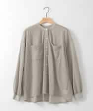 ZMBGE35128 al'aise modulation(アレーズモジュレーション) コットンシアーバンドカラーシャツ ライトグレー