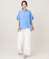 ZMBGE36139 al'aise modulation(アレーズモジュレーション) スクエアヘムドロップショルダーブラウス ブルー