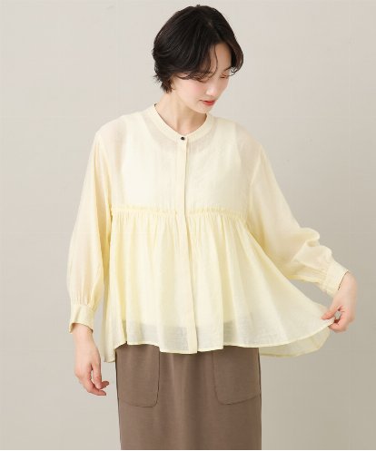 ZMBGE39110 al'aise modulation ギャザーフレアシアーブラウス