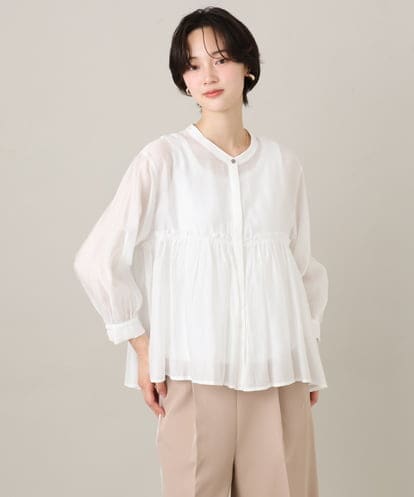 ZMBGE39110 al'aise modulation ギャザーフレアシアーブラウス