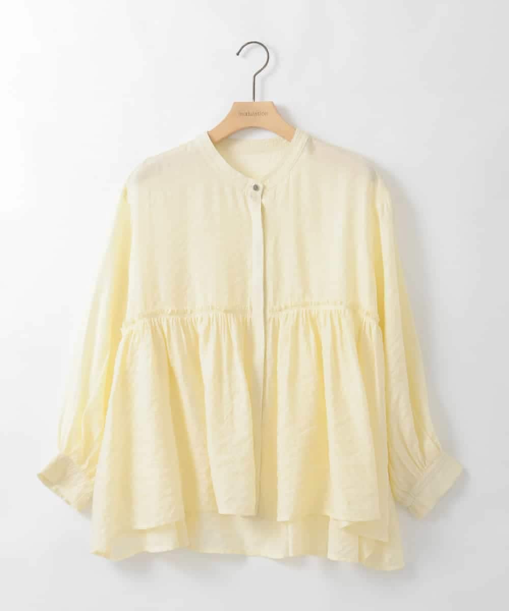 ZMBGE39110 al'aise modulation(アレーズモジュレーション) ギャザーフレアシアーブラウス イエロー