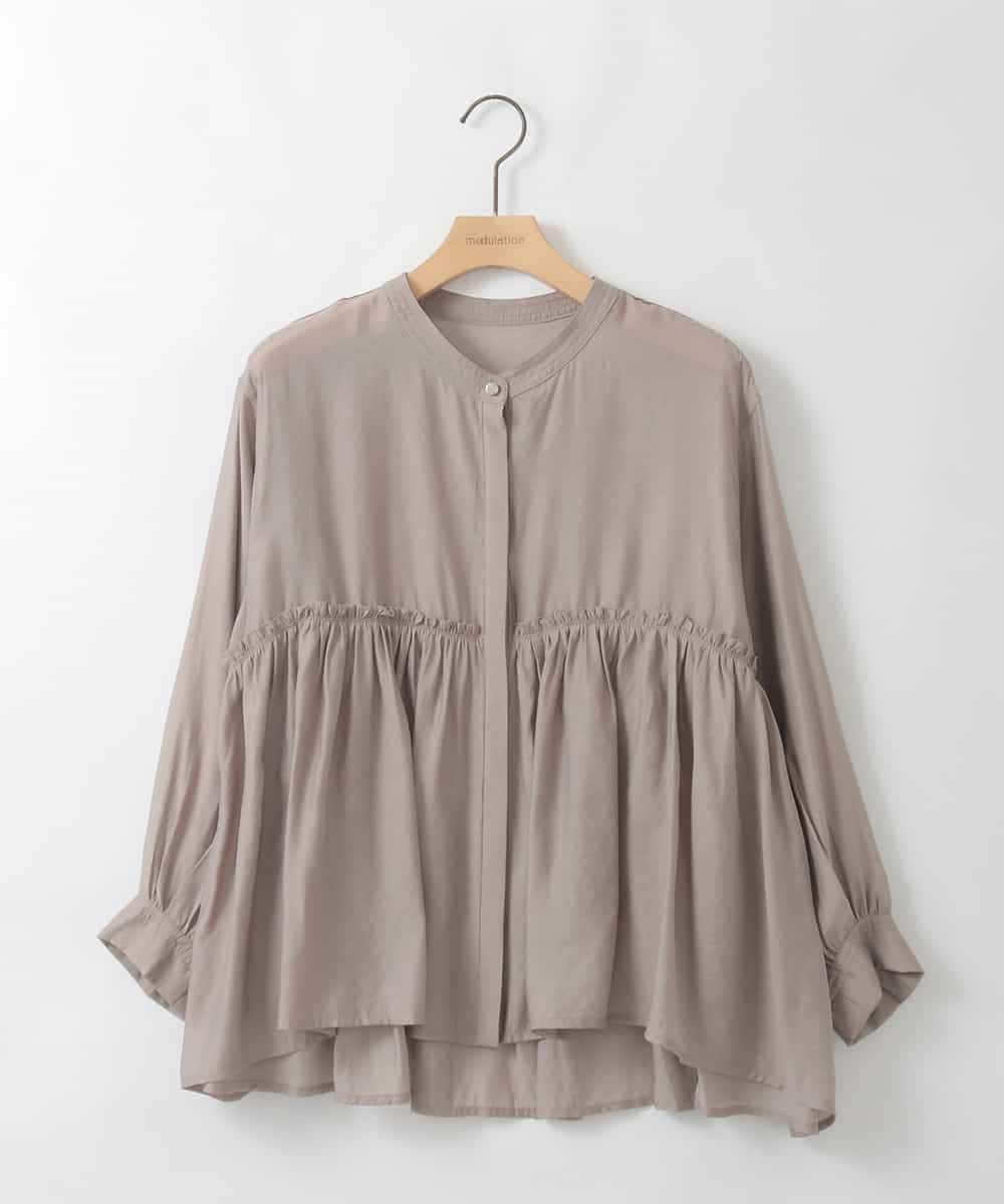 ZMBGE39110 al'aise modulation(アレーズモジュレーション) ギャザーフレアシアーブラウス ベージュ