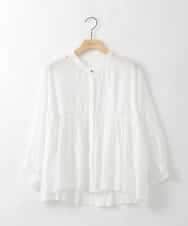 ZMBGE39110 al'aise modulation(アレーズモジュレーション) ギャザーフレアシアーブラウス ホワイト