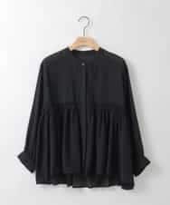 ZMBGE39110 al'aise modulation(アレーズモジュレーション) ギャザーフレアシアーブラウス ブラック