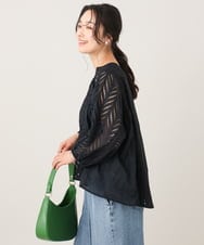 ZMBGE40160 al'aise modulation(アレーズモジュレーション) コットンレースコンビブラウス ブラック