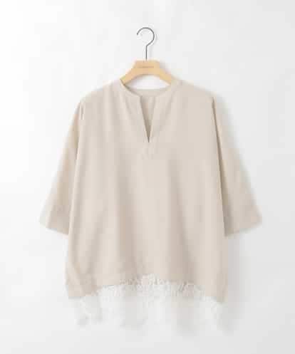 ZMBGE41098 al'aise modulation レースヘムドルマンスキッパーブラウス