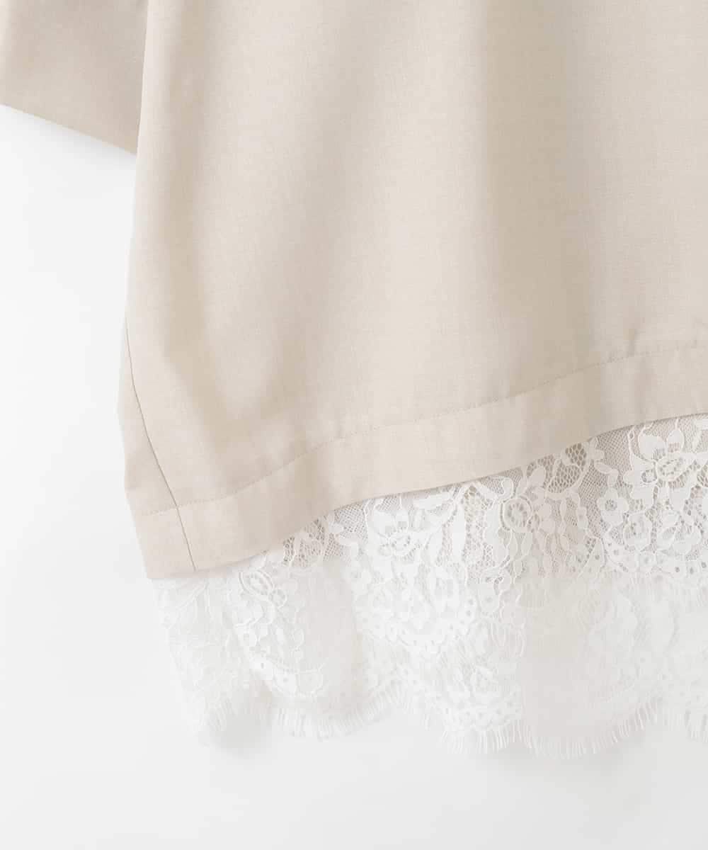 ZMBGE41098 al'aise modulation(アレーズモジュレーション) レースヘムドルマンスキッパーブラウス ホワイト