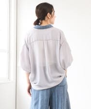 ZMBGE43138 al'aise modulation(アレーズモジュレーション) 【セットアップ対応】ダブルポケット異素材切り替えデザインブラウス ブルー