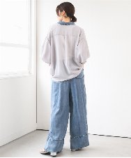 ZMBGE43138 al'aise modulation(アレーズモジュレーション) 【セットアップ対応】ダブルポケット異素材切り替えデザインブラウス ブルー