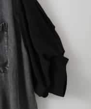 ZMBGE43138 al'aise modulation(アレーズモジュレーション) 【セットアップ対応】ダブルポケット異素材切り替えデザインブラウス ブラック