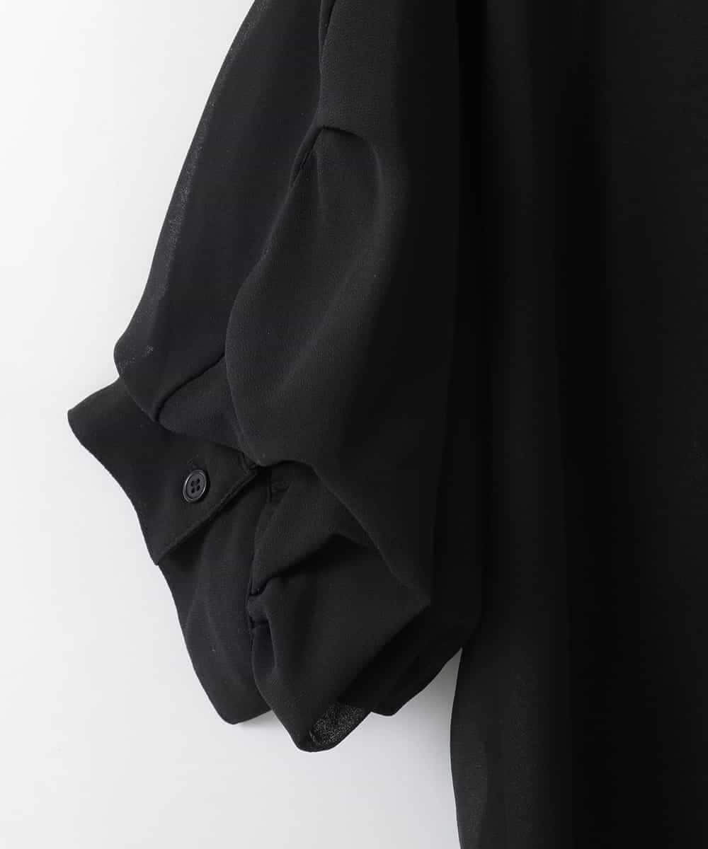 ZMBGE43138 al'aise modulation(アレーズモジュレーション) 【セットアップ対応】ダブルポケット異素材切り替えデザインブラウス ブラック