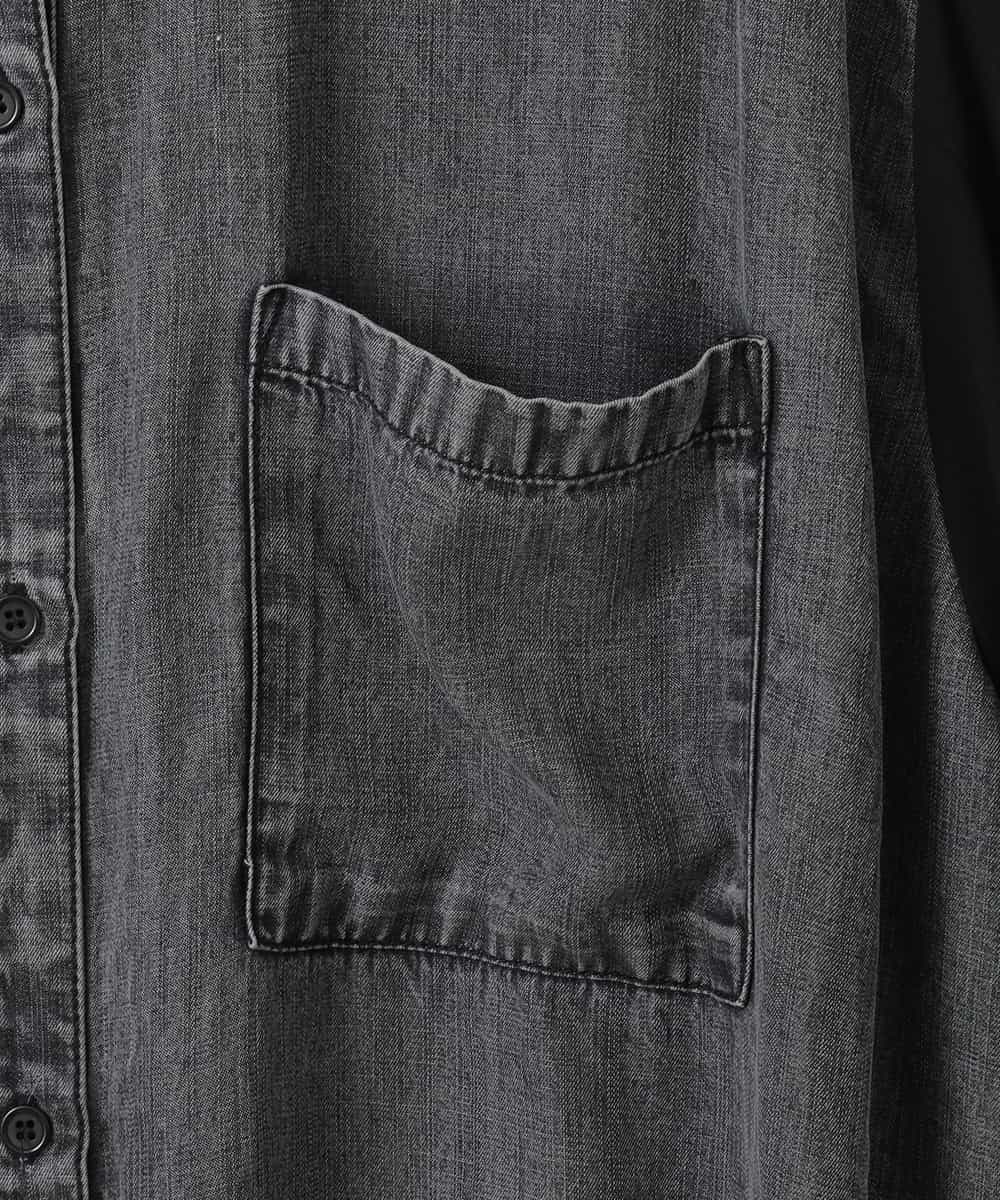 ZMBGE43138 al'aise modulation(アレーズモジュレーション) 【セットアップ対応】ダブルポケット異素材切り替えデザインブラウス ブラック