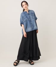 ZMBGE44130 al'aise modulation(アレーズモジュレーション) シアーデニムオーバーサイズシャツ ブルー