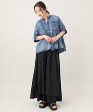 ZMBGE44130 al'aise modulation(アレーズモジュレーション) シアーデニムオーバーサイズシャツ ブルー