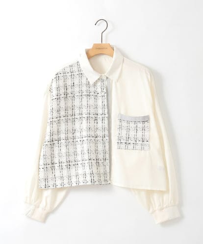 ZMBGE47140 al'aise modulation 異素材切り替えポケットブラウス
