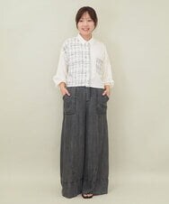 ZMBGE47140 al'aise modulation(アレーズモジュレーション) 異素材切り替えポケットブラウス ホワイト