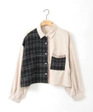 ZMBGE47140 al'aise modulation(アレーズモジュレーション) 異素材切り替えポケットブラウス ブラック