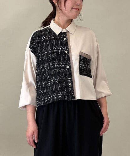 ZMBGE47140 al'aise modulation 異素材切り替えポケットブラウス