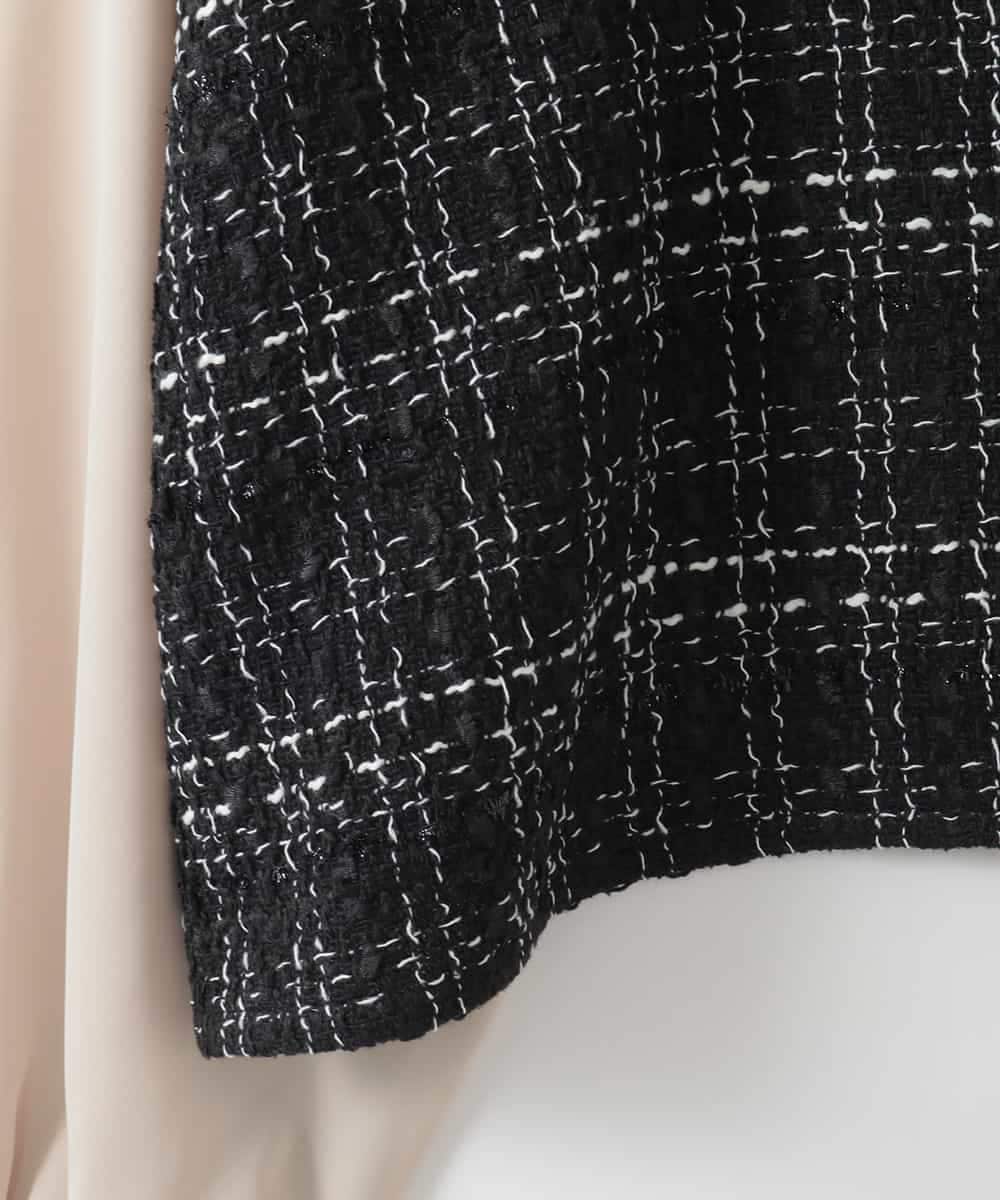 ZMBGE47140 al'aise modulation(アレーズモジュレーション) 異素材切り替えポケットブラウス ブラック