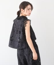 ZMBGE48118 al'aise modulation(アレーズモジュレーション) カットワークレースブラウスジレ ブラック