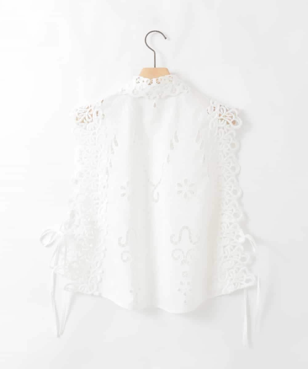 ZMBGE48118 al'aise modulation(アレーズモジュレーション) カットワークレースブラウスジレ ホワイト