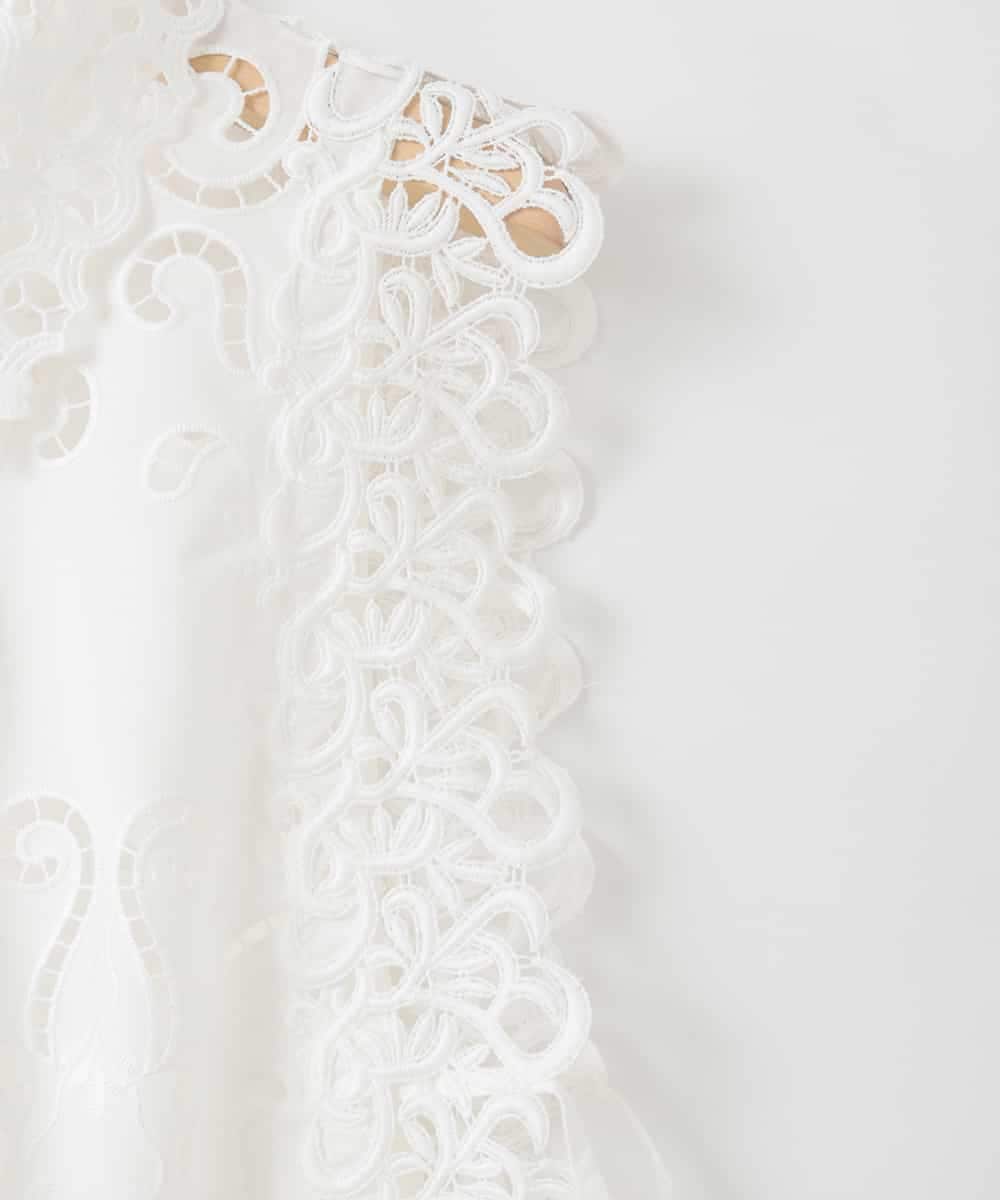 ZMBGE48118 al'aise modulation(アレーズモジュレーション) カットワークレースブラウスジレ ホワイト