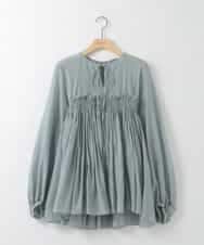 ZMBGE49190 al'aise modulation(アレーズモジュレーション) ニュアンスギャザースキッパーブラウス ライトブルー