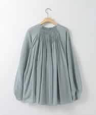 ZMBGE49190 al'aise modulation(アレーズモジュレーション) ニュアンスギャザースキッパーブラウス ライトブルー