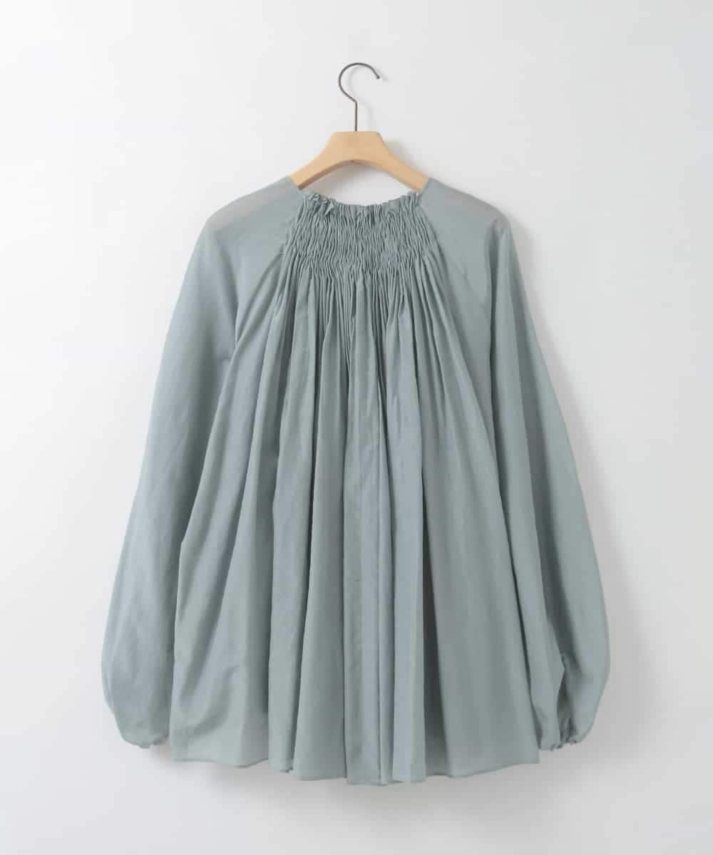ZMBGE49190 al'aise modulation(アレーズモジュレーション) ニュアンスギャザースキッパーブラウス ライトブルー