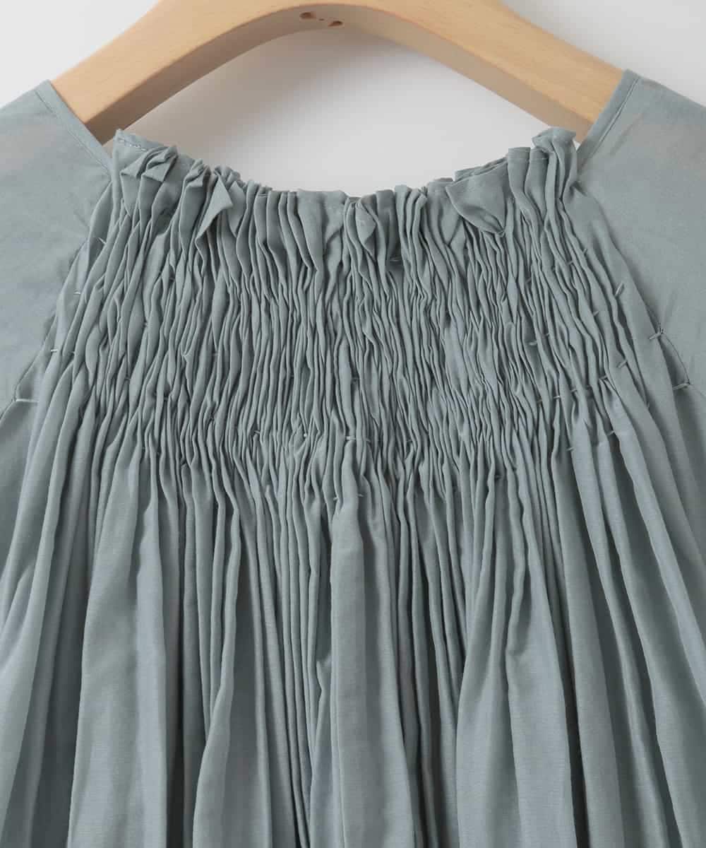 ZMBGE49190 al'aise modulation(アレーズモジュレーション) ニュアンスギャザースキッパーブラウス ライトブルー