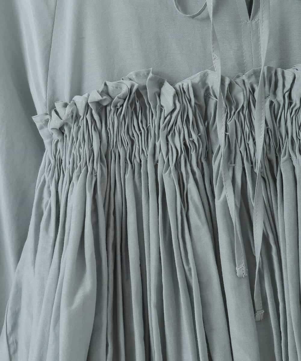 ZMBGE49190 al'aise modulation(アレーズモジュレーション) ニュアンスギャザースキッパーブラウス ライトブルー