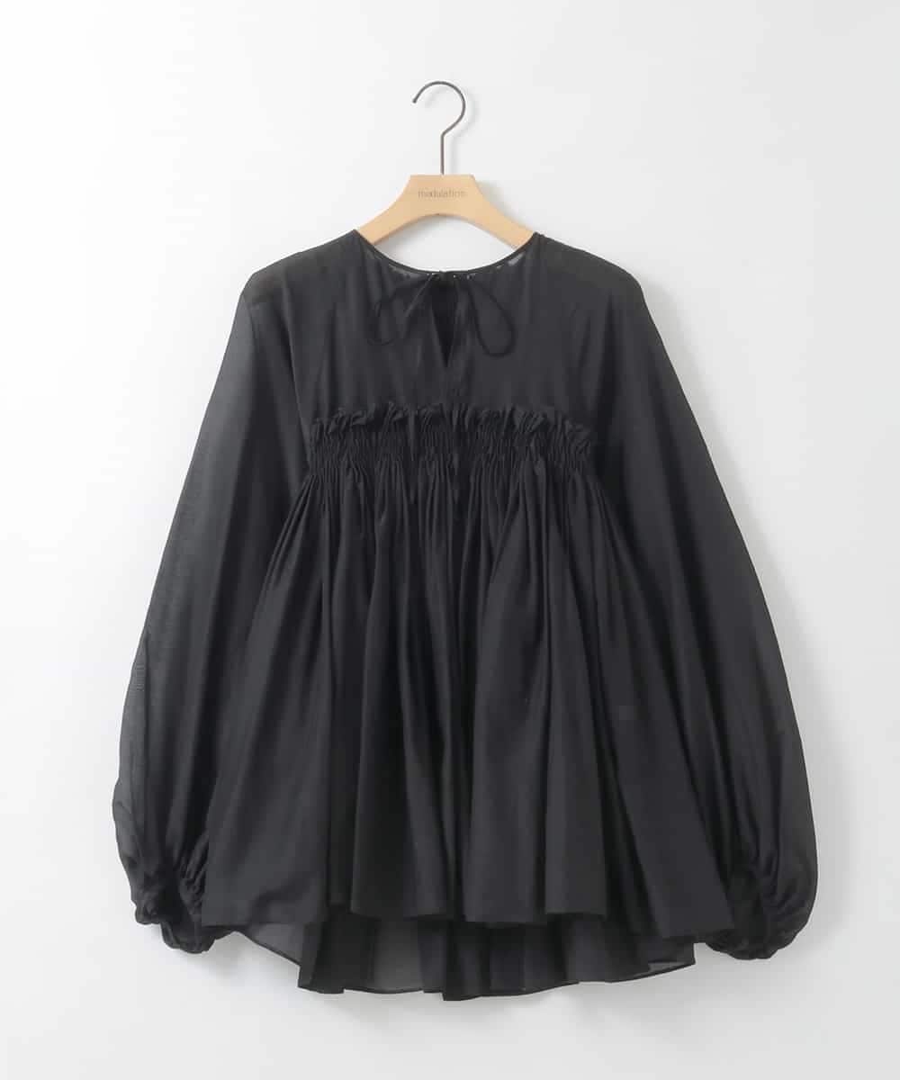 ZMBGE49190 al'aise modulation(アレーズモジュレーション) ニュアンスギャザースキッパーブラウス ブラック