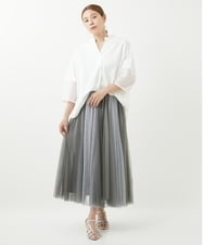 ZMBGW35140 al'aise modulation(アレーズモジュレーション) 切り替えメッシュブラウス ホワイト