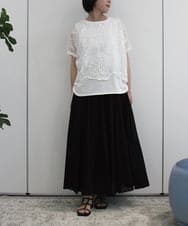 ZMBHB52110 al'aise modulation(アレーズモジュレーション) コットン刺繍レイヤードブラウス ホワイト