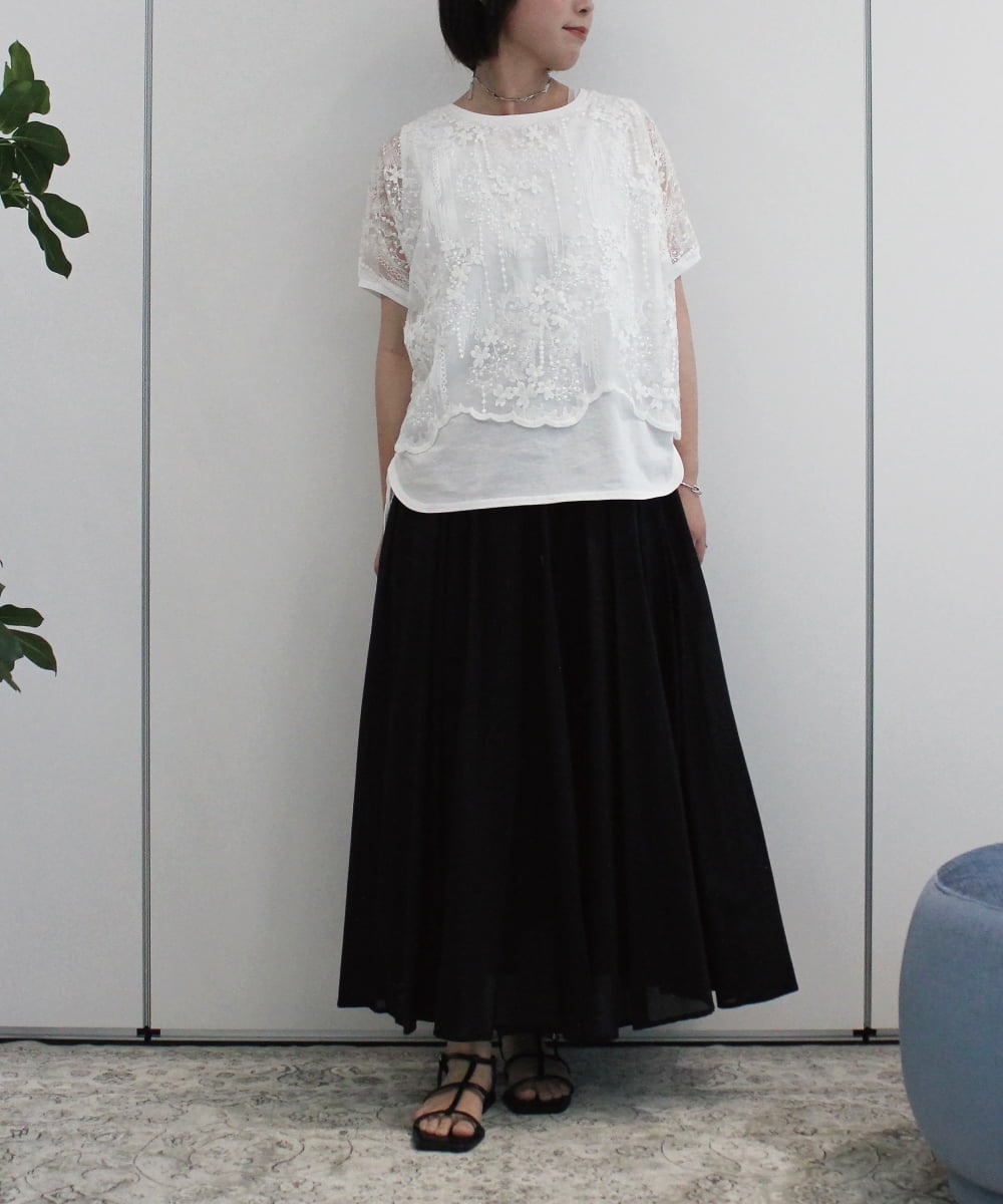 ZMBHB52110 al'aise modulation(アレーズモジュレーション) コットン刺繍レイヤードブラウス ホワイト