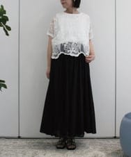 ZMBHB52110 al'aise modulation(アレーズモジュレーション) コットン刺繍レイヤードブラウス ホワイト