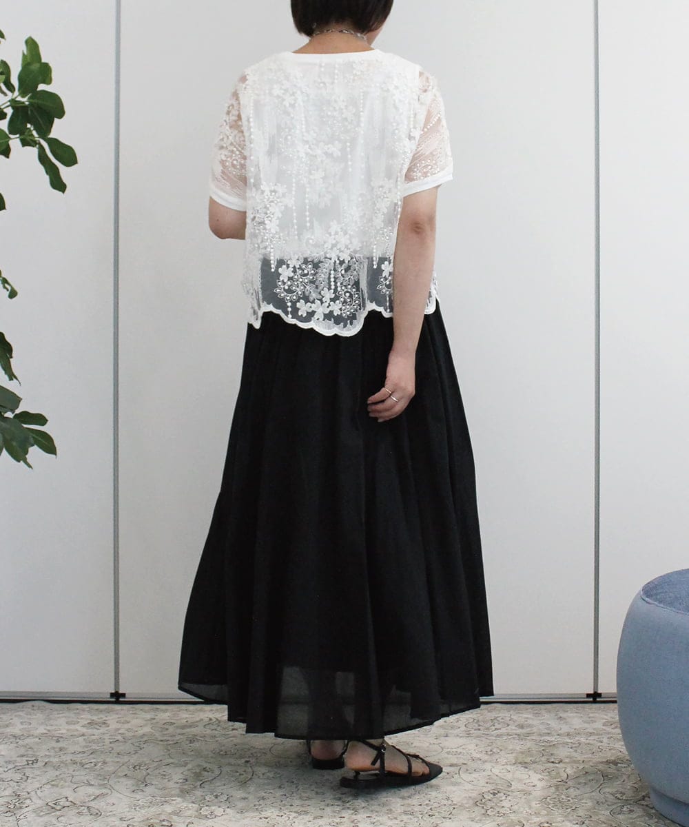 ZMBHB52110 al'aise modulation(アレーズモジュレーション) コットン刺繍レイヤードブラウス ホワイト