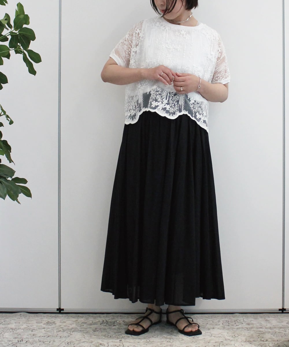 ZMBHB52110 al'aise modulation(アレーズモジュレーション) コットン刺繍レイヤードブラウス ホワイト