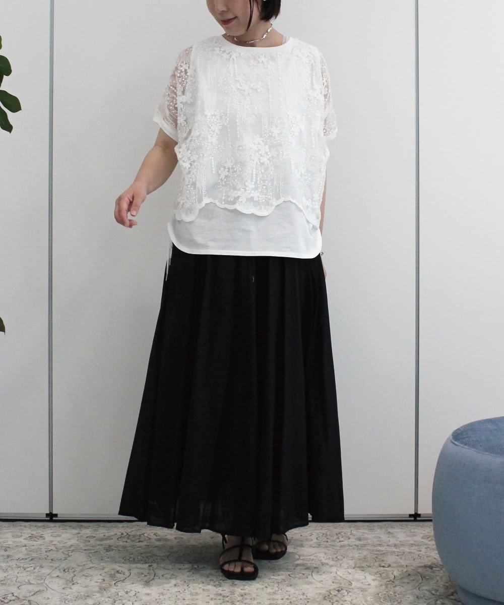 ZMBHB52110 al'aise modulation(アレーズモジュレーション) コットン刺繍レイヤードブラウス ホワイト