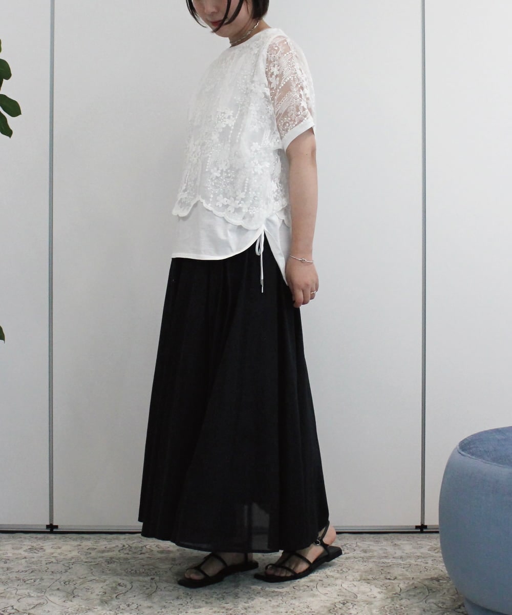 ZMBHB52110 al'aise modulation(アレーズモジュレーション) コットン刺繍レイヤードブラウス ホワイト