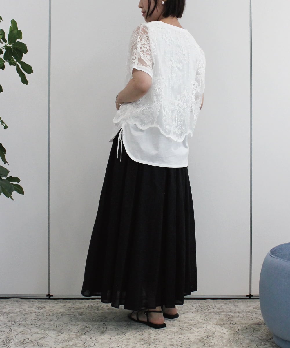 ZMBHB52110 al'aise modulation(アレーズモジュレーション) コットン刺繍レイヤードブラウス ホワイト
