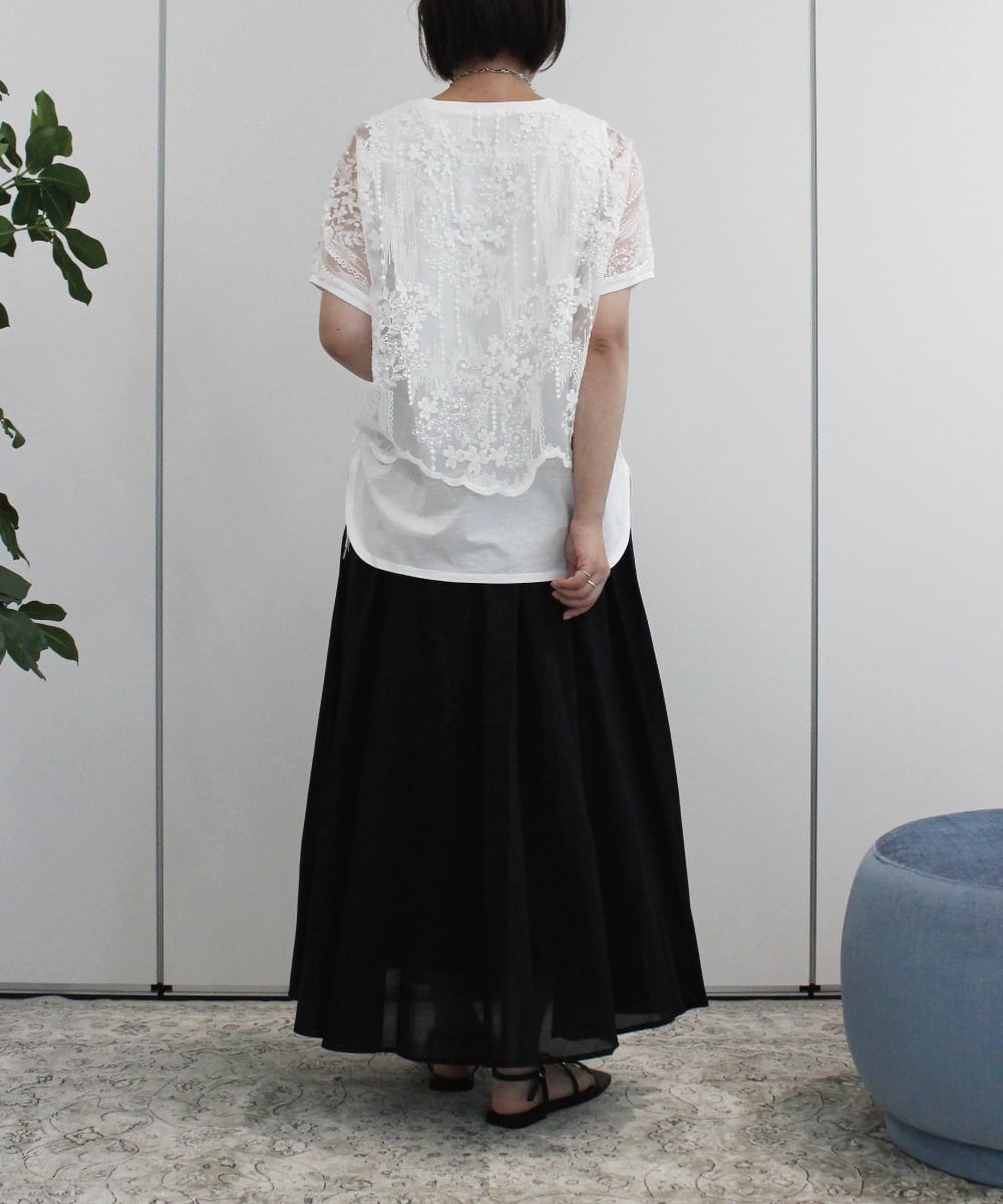ZMBHB52110 al'aise modulation(アレーズモジュレーション) コットン刺繍レイヤードブラウス ホワイト