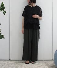 ZMBHB52110 al'aise modulation(アレーズモジュレーション) コットン刺繍レイヤードブラウス ブラック