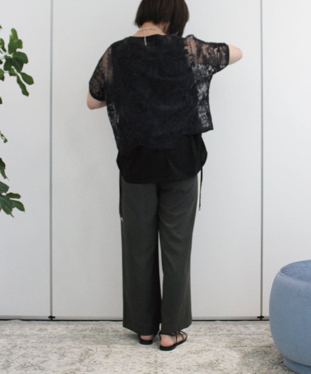 ZMBHB52110 al'aise modulation(アレーズモジュレーション) コットン刺繍レイヤードブラウス ブラック