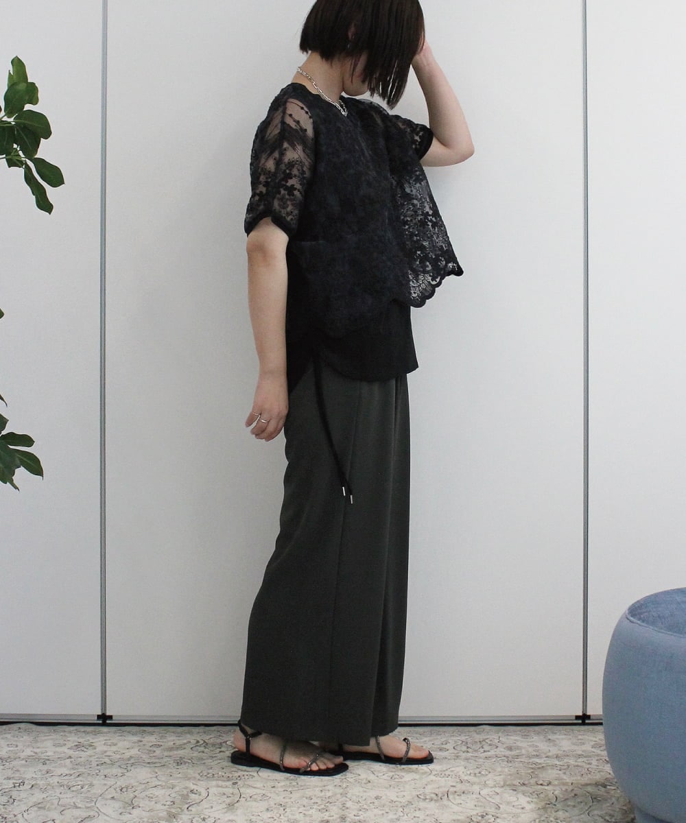 ZMBHB52110 al'aise modulation(アレーズモジュレーション) コットン刺繍レイヤードブラウス ブラック